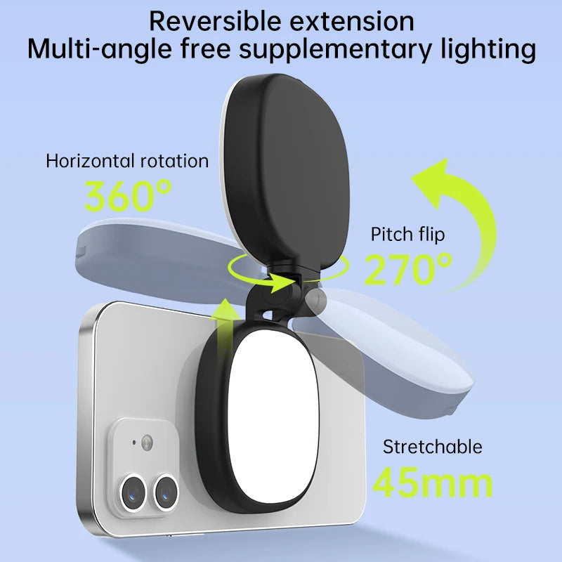 MagGlow Pro: Magnetic Phone Selfie Light & Mirror