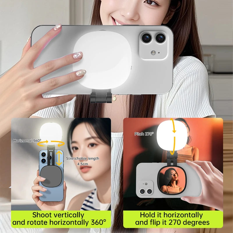 MagGlow Pro: Magnetic Phone Selfie Light & Mirror