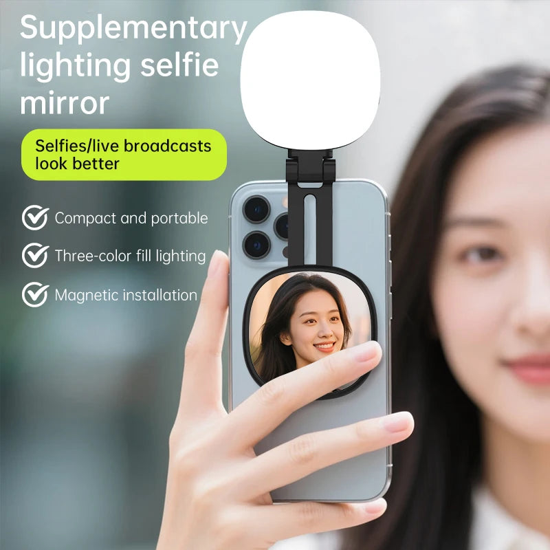 MagGlow Pro: Magnetic Phone Selfie Light & Mirror